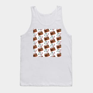 Unique Retro Transistor Radio Pattern Tank Top